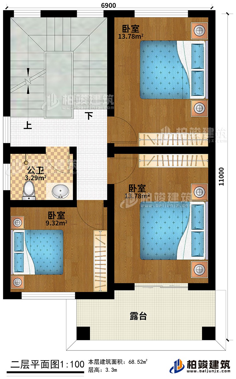 欧式三层楼房设计图，三层新农村楼房图纸BZ353-简欧风格