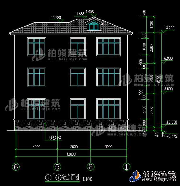 三层农村自建房屋建筑施工图别墅设计图纸,小别墅设计图BZ385-简欧风格