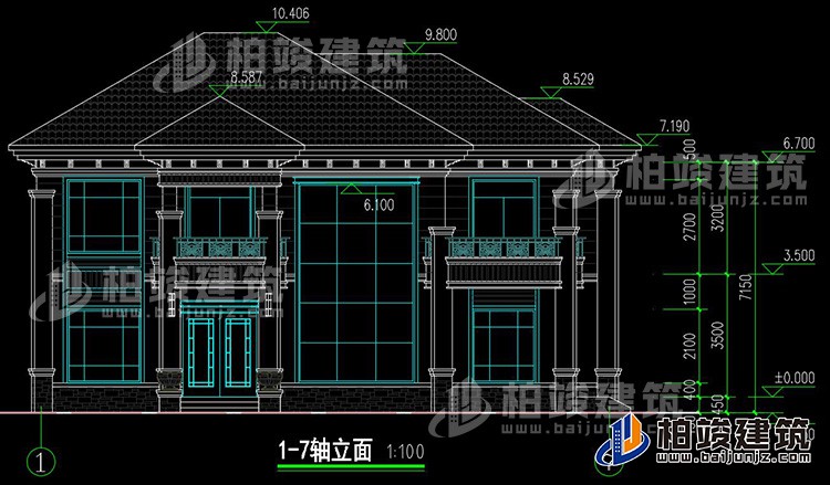 二层带露台农村简单小别墅设计图纸BZ2201-新中式风格