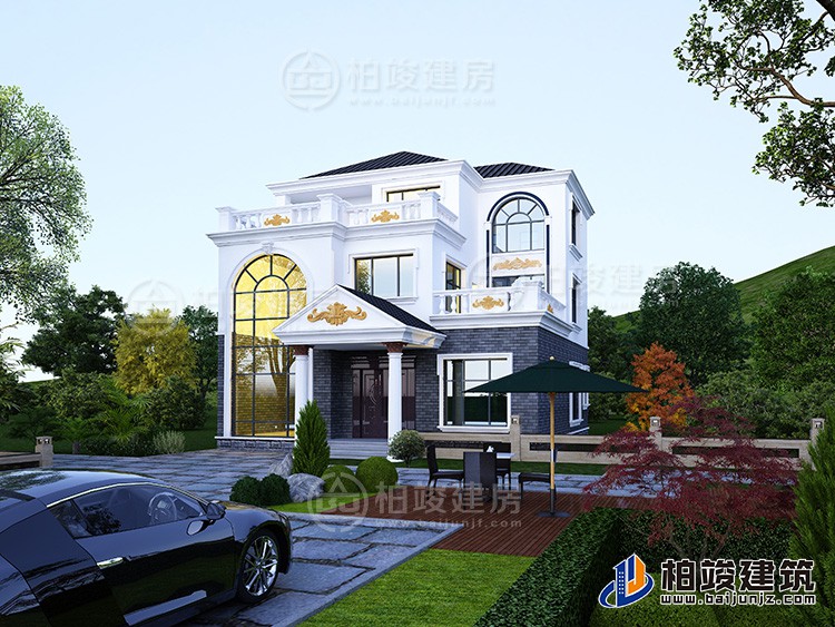 新农村私人别墅建筑设计施工图，全套三层别墅设计图纸BZ3512-简欧风格