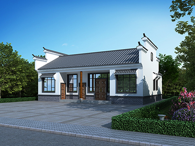 农村一层中式房屋设计效果图BZ154-新中式风格