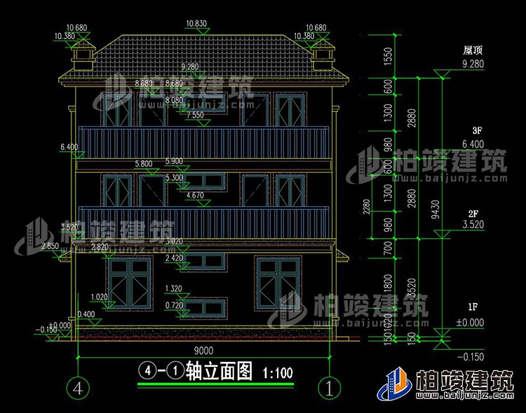 背立面图