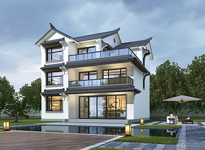 新中式三层别墅设计图纸BZ3653-新中式风格