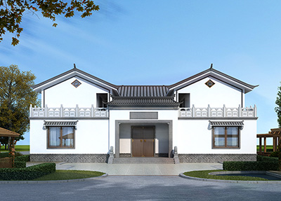 农村四合院房子设计图片大全BZ2696-新中式风格