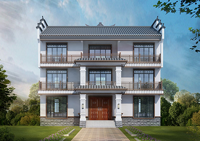三层中式别墅设计图  自建别墅图纸BZ3680-新中式风格