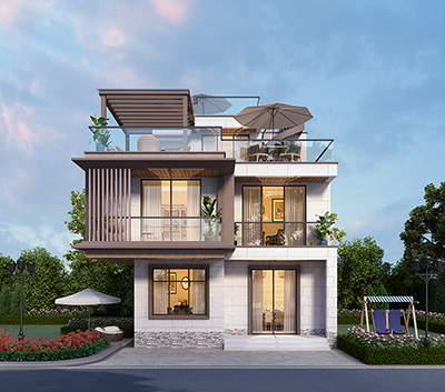 三层现代风格别墅设计图BZ3694-现代风格