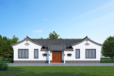 农村中式一层三合院设计图BZ179-新古典风格