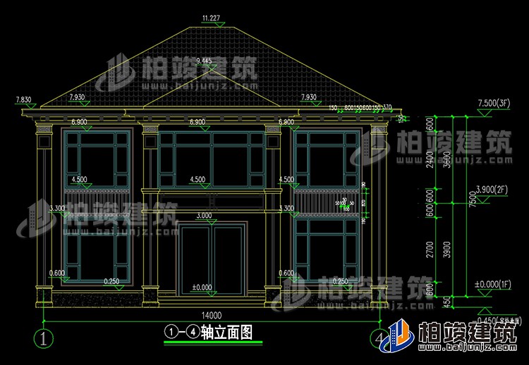 二层中式农村自建房别墅全套BZ2751-新中式风格